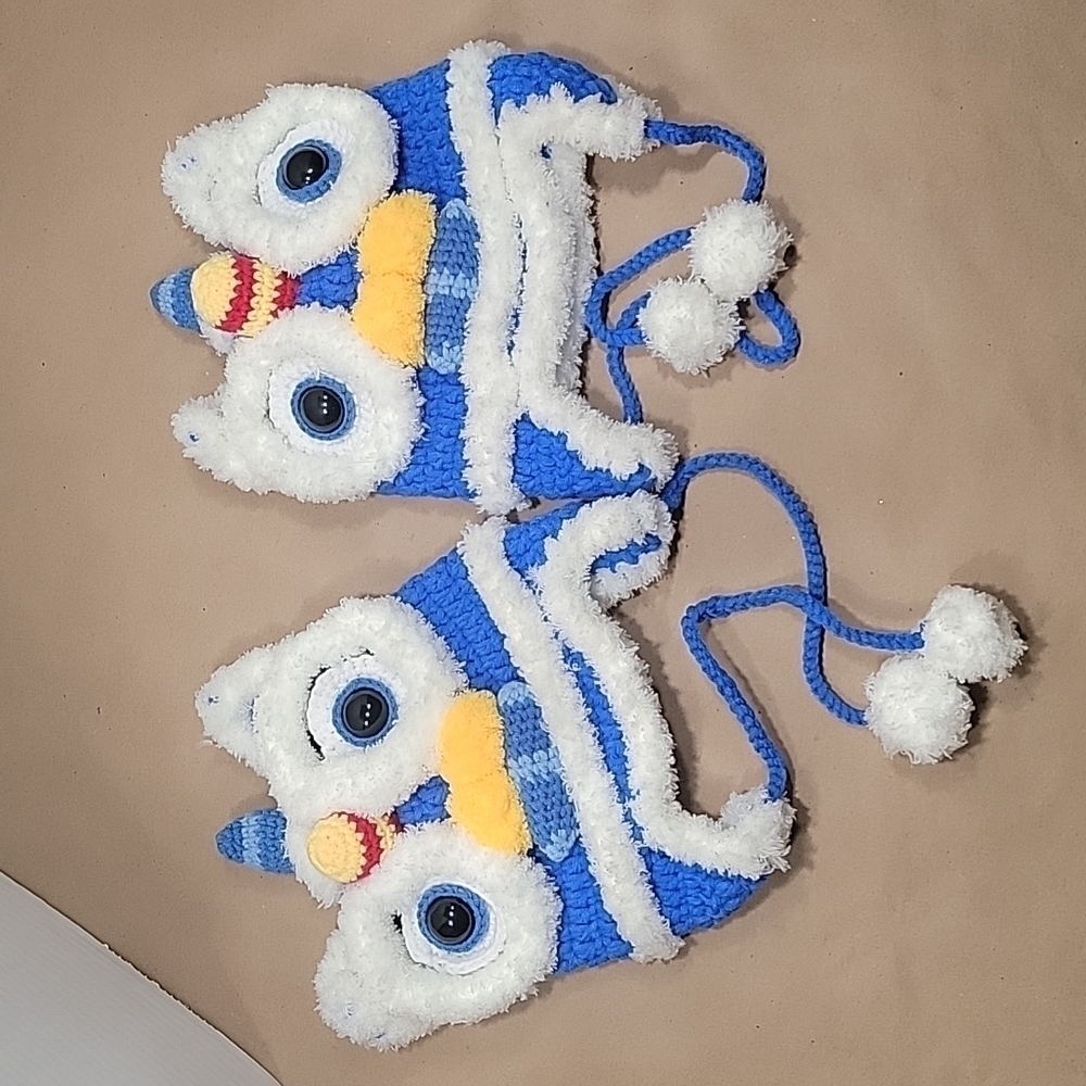 2 Chinese Dragon Crocheted Hats